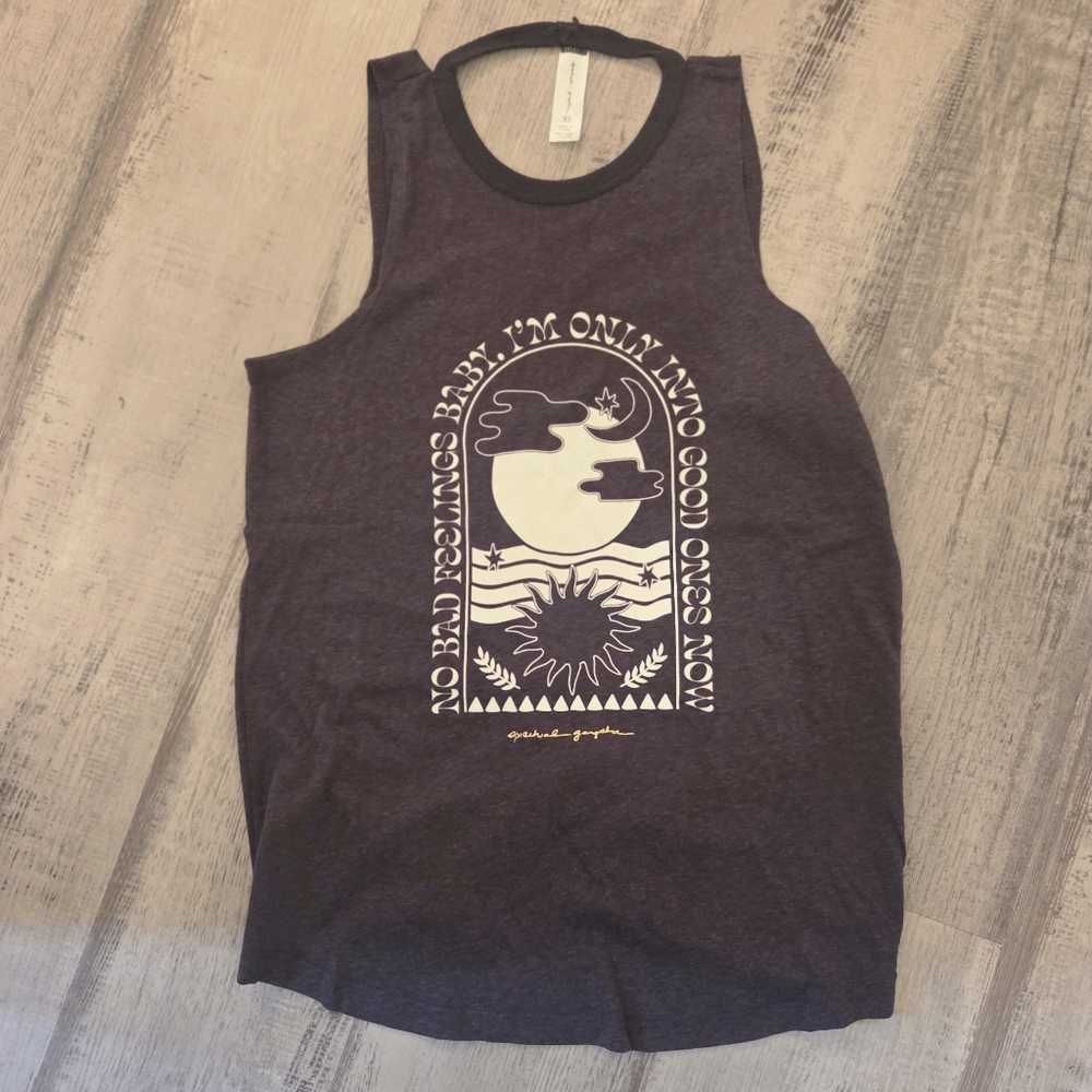 RARE!! Spiritual Gangster Muscle Tee Open V- Back With Ruching- Dark Grey